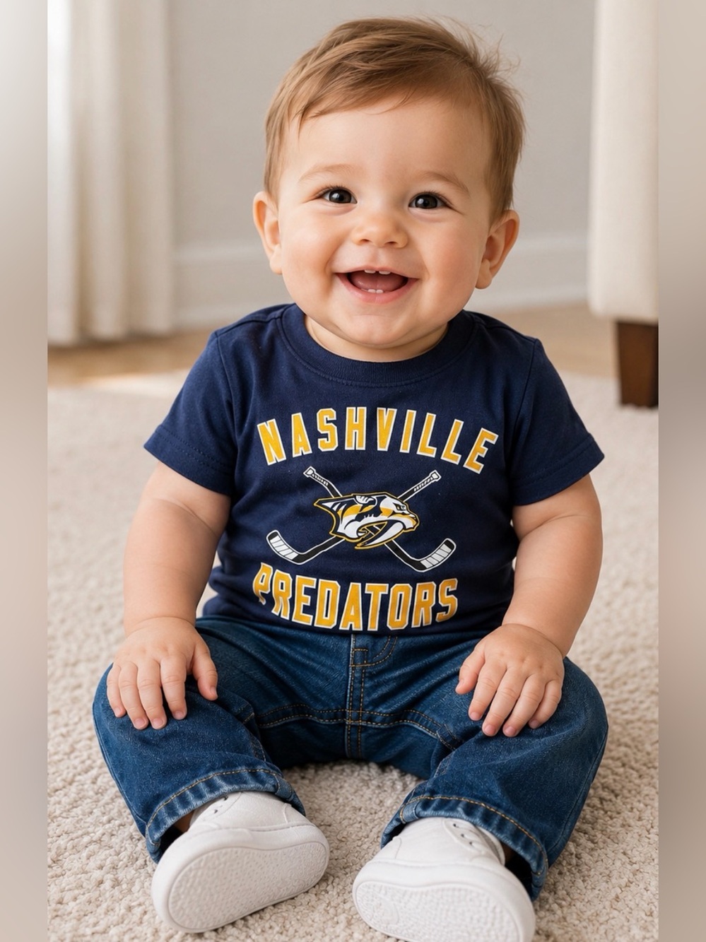 #37-Levi’s 514 Straight Jeans + Nashville Predators NHL Tee Baby Bundle 12-18M